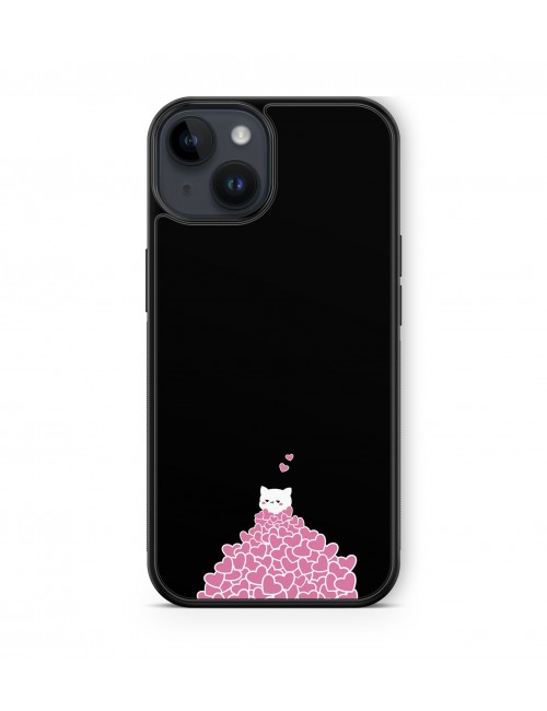 Coque iPhone et Samsung Chat Mignon et Coeurs Kawaii 