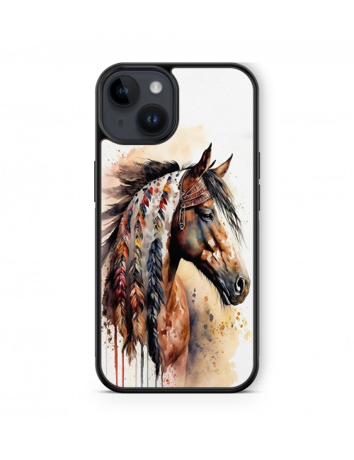 Coque iPhone et Samsung Cheval indien plumes 2 