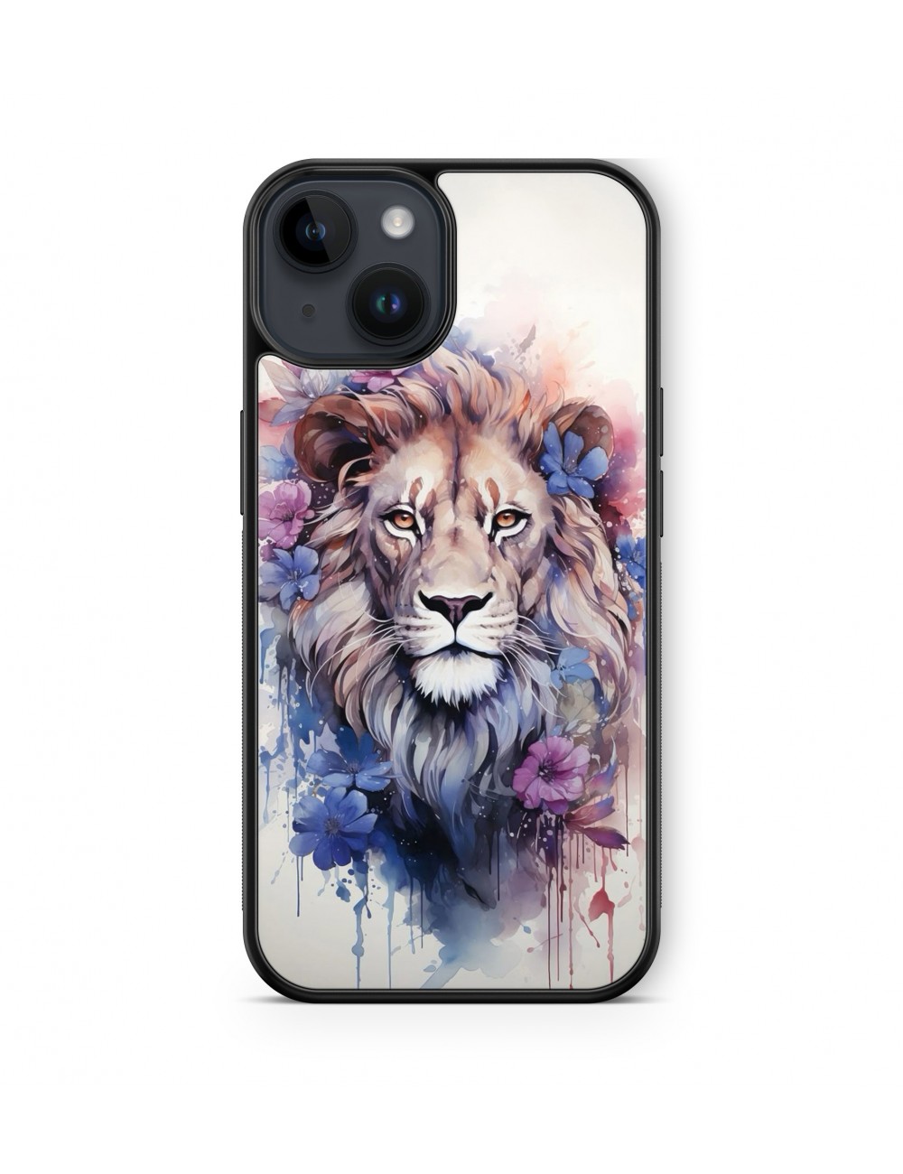 Coque iPhone et Samsung Lion et fleurs pastel 