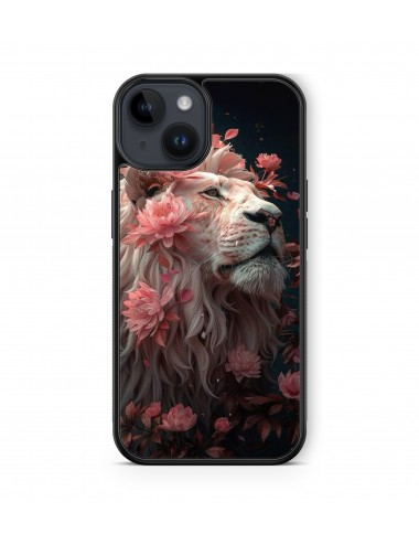 Coque iPhone et Samsung Lion et fleurs roses 