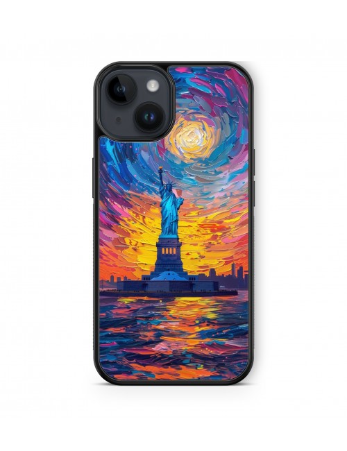 Coque iPhone et Samsung Statue de la liberté USA Peinture 