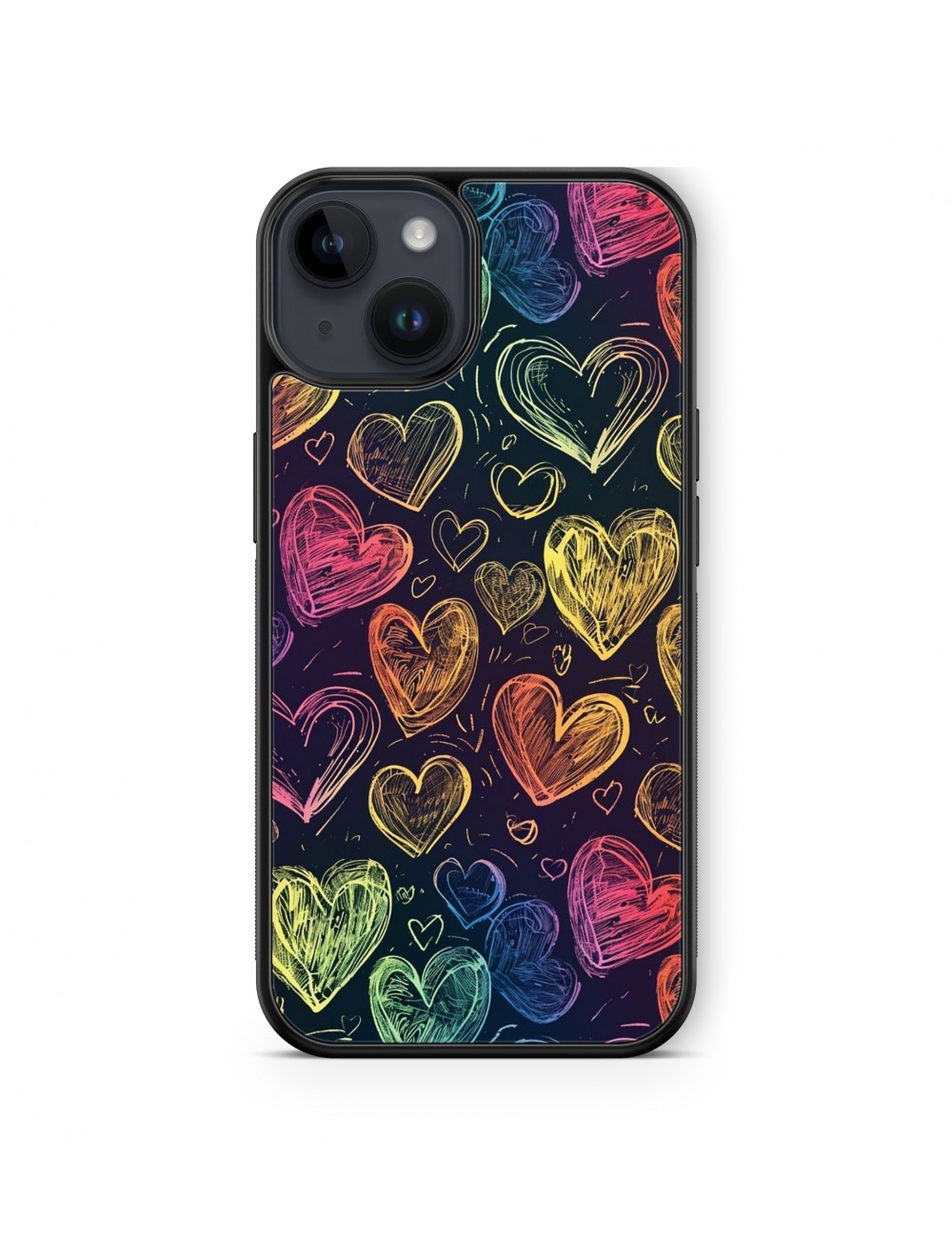 Coque iPhone et Samsung Coeurs multicolores Dessin 