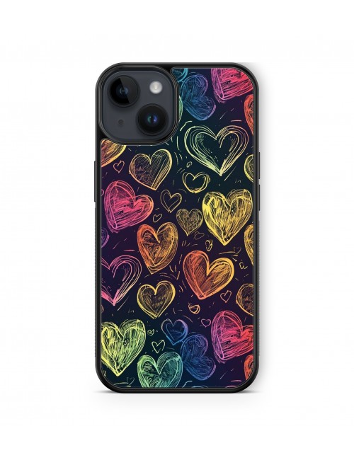 Coque iPhone et Samsung Coeurs multicolores Dessin 