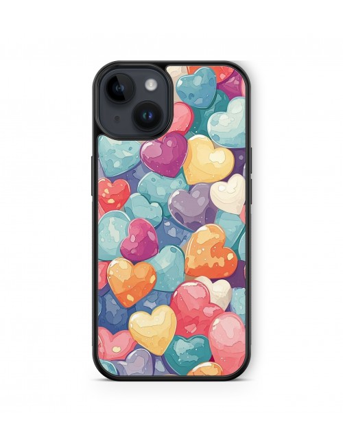 Coque iPhone et Samsung Coeurs Multicolores Pastel 