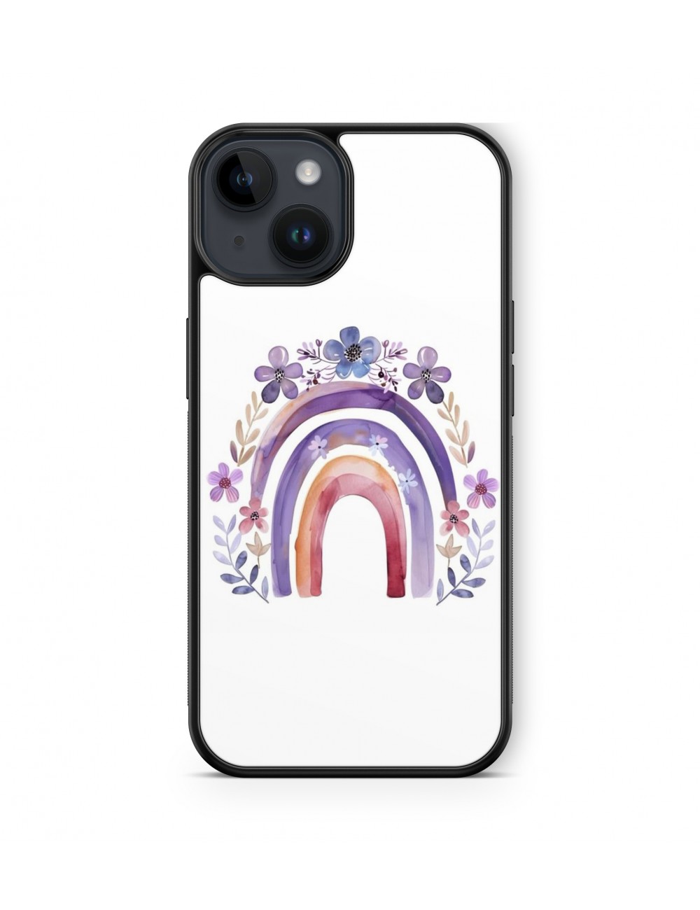 Coque iPhone et Samsung Arc-en-ciel et fleurs 