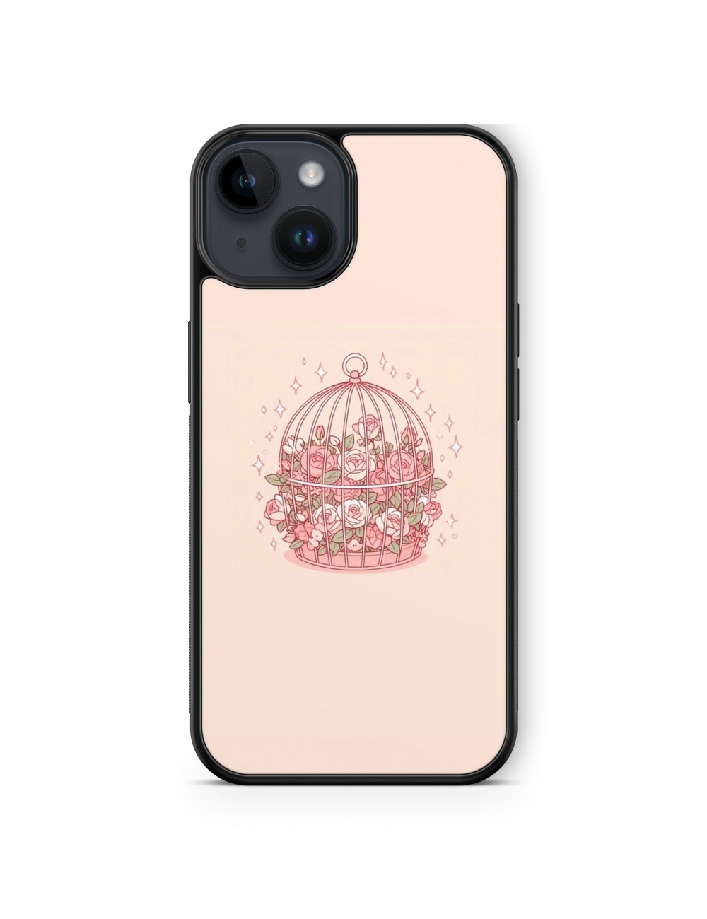 Coque iPhone et Samsung Cage à Oiseau et fleurs roses Vintage 