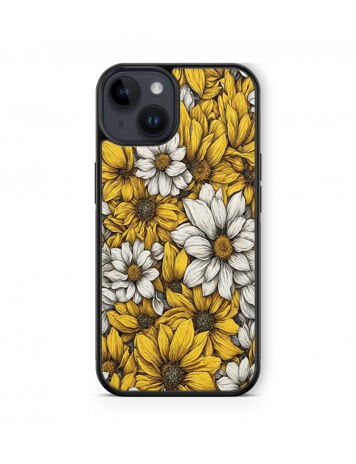 Coque iPhone et Samsung Fleurs Jaunes et blanches 