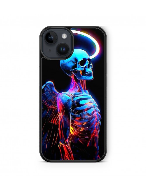 Coque iPhone et Samsung Squelette Tête de mort Ange Noir 