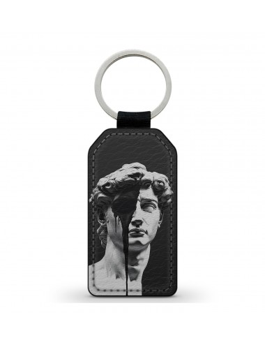 Porte-Clés en simili cuir David Statue Romaine Noir et Blanc 