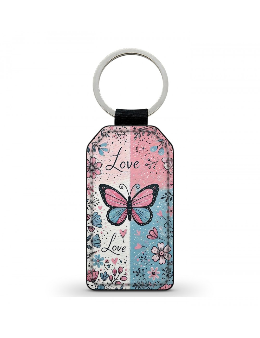 Porte-Clés en simili cuir Love Papillon Amour 