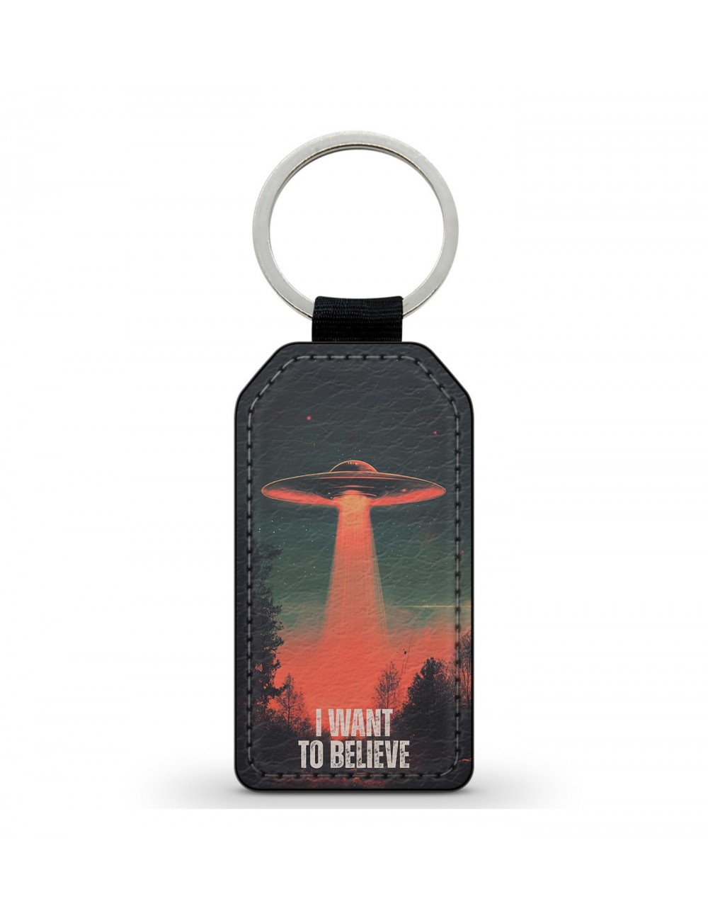 Porte-Clés en simili cuir Soucoupe Volante Alien I Want to Believe 