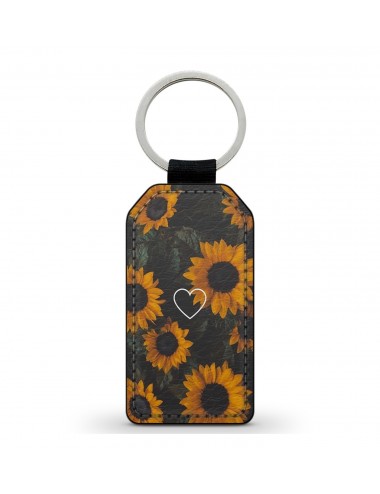 Porte-Clés en simili cuir Tournesols et Coeur Aethetic 