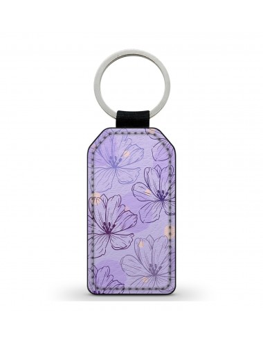 Porte-Clés en simili cuir Fleurs pastel Violet 