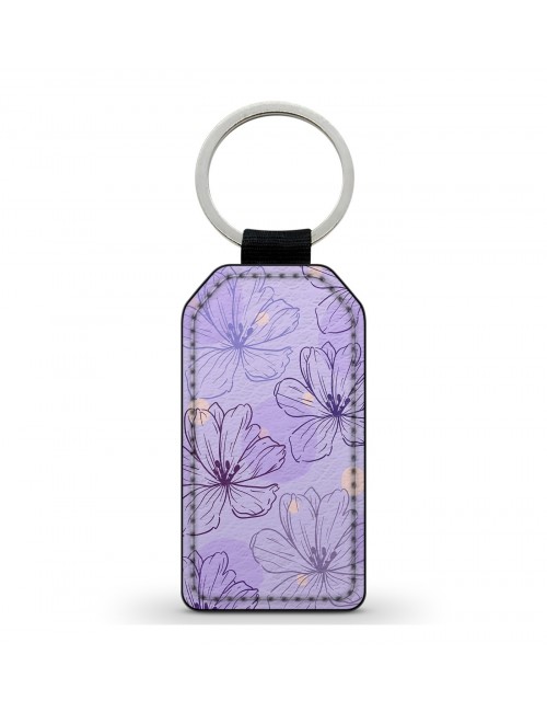 Porte-Clés en simili cuir Fleurs pastel Violet 