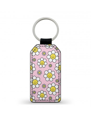 Porte-Clés en simili cuir Happy flowers fleurs marguerites 