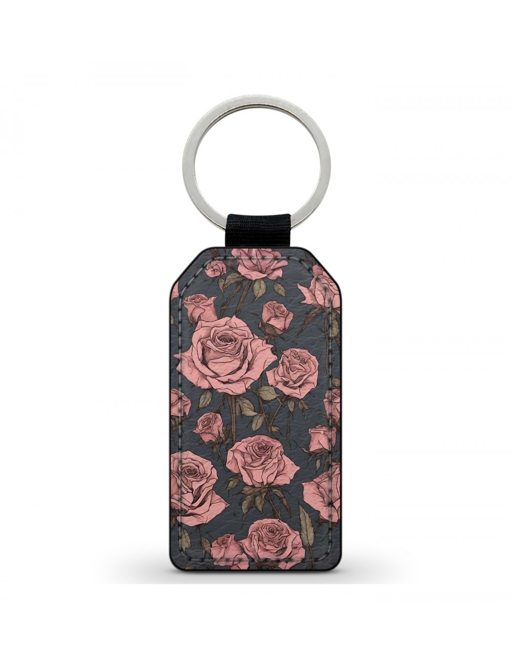 Porte-Clés en simili cuir Roses Fleurs Vintage 