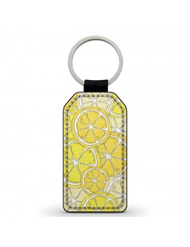 Porte-Clés en simili cuir Tranches de Citron Jaune 