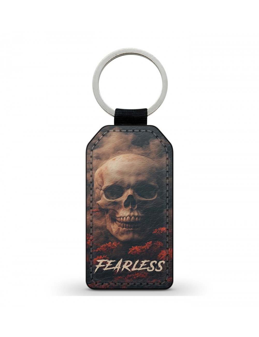 Porte-Clés en simili cuir Tête de mort Skull Fearless 