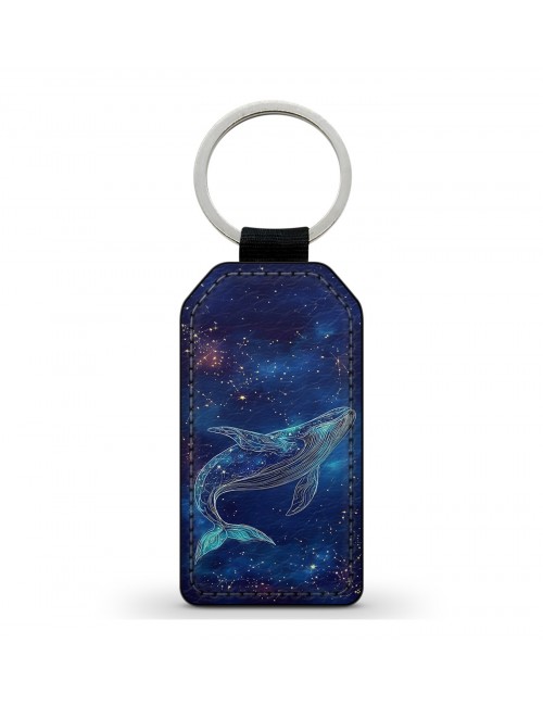 Porte-Clés en simili cuir Baleine et Etoiles 