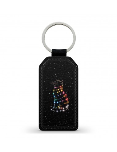 Porte-Clés en simili cuir Chat Galaxie Guirlandes 
