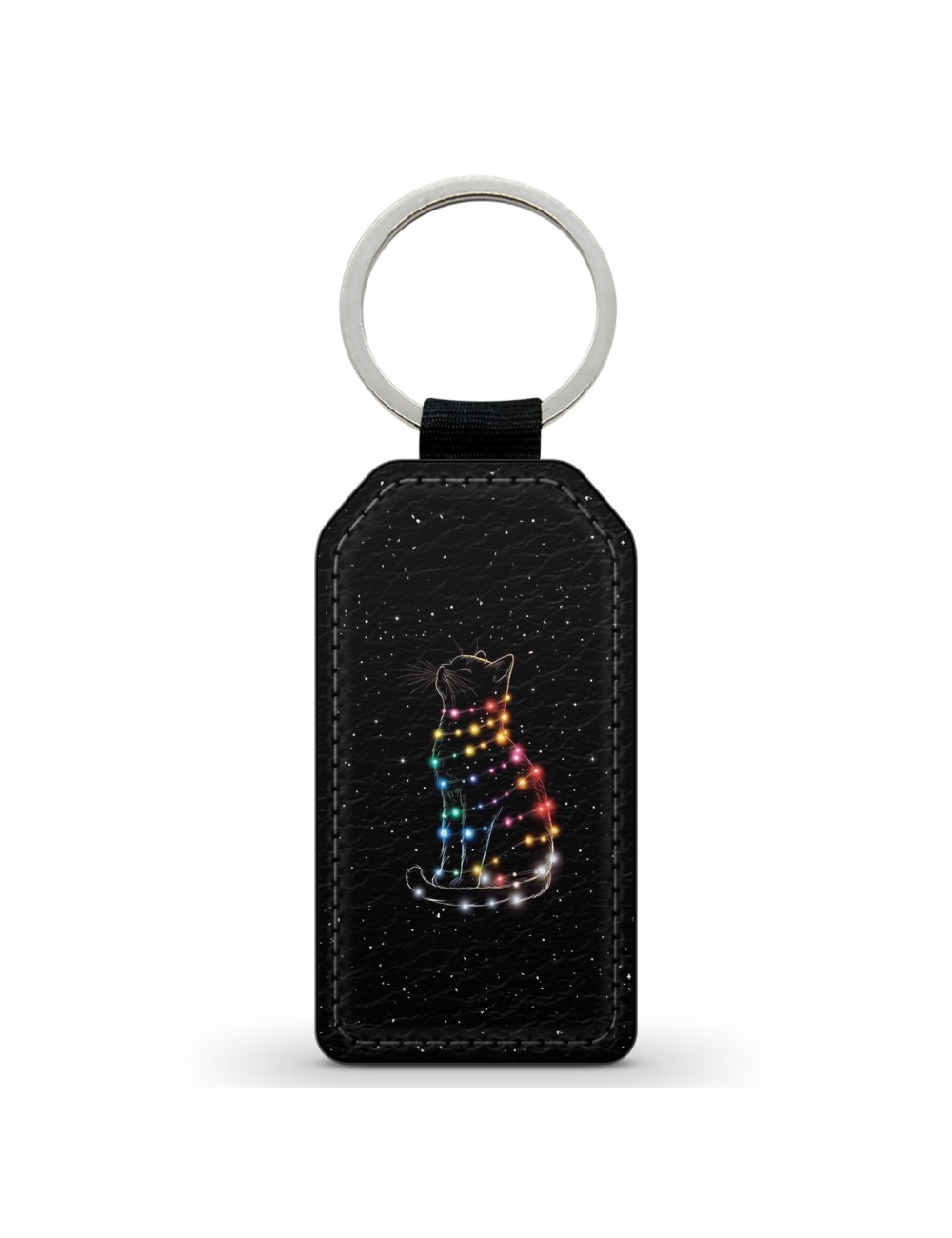 Porte-Clés en simili cuir Chat Galaxie Guirlandes 
