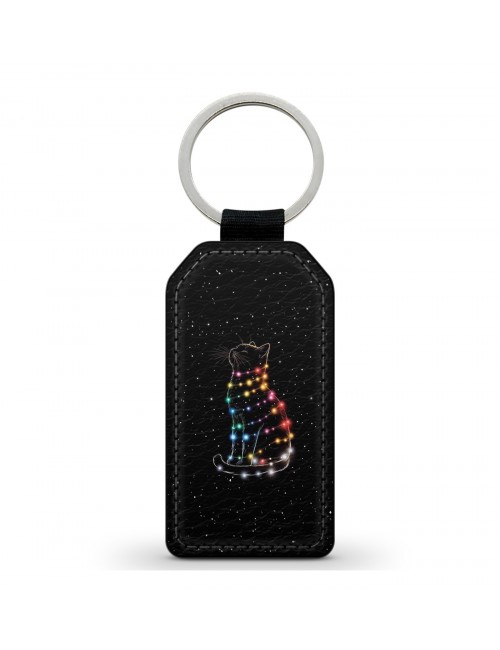 Porte-Clés en simili cuir Chat Galaxie Guirlandes 