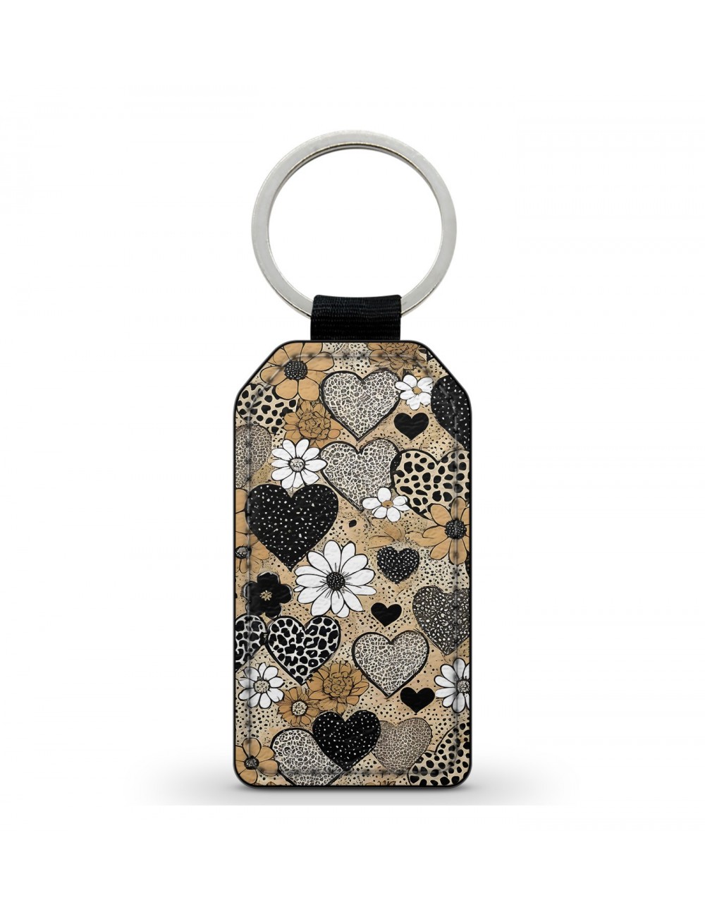 Porte-Clés en simili cuir Coeurs et Fleurs Porte-Clés en simili cuir Coeurs et Fleurs