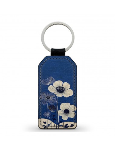 Porte-Clés en simili cuir Coquelicots Beige Bleu 