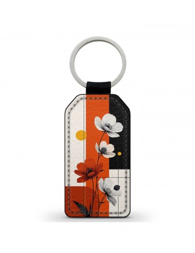 Porte-Clés en simili cuir Fleurs Coquelicots Art 