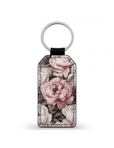 Porte-Clés en simili cuir Fleurs Roses Vintage 