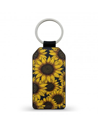 Porte-Clés en simili cuir Fleurs Tournesols 