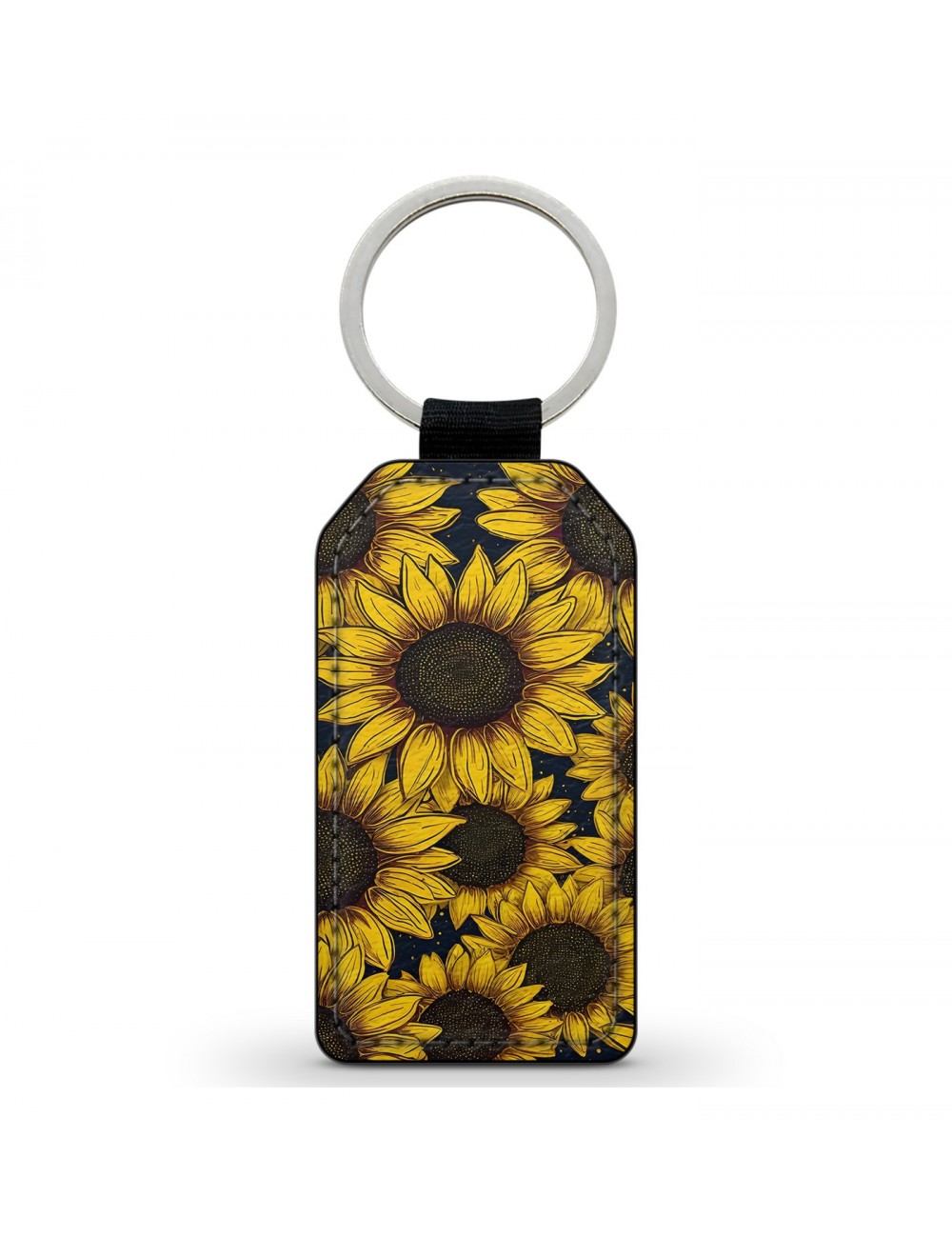 Porte-Clés en simili cuir Fleurs Tournesols 