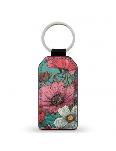 Porte-Clés en simili cuir Fleurs Vintage Multi 