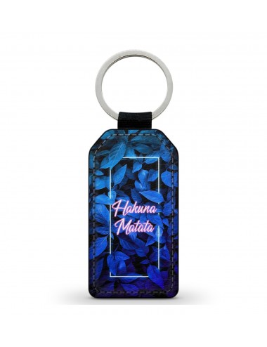 Porte-Clés en simili cuir Hakuna Matata Jungle Bleue Néon 