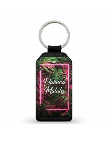 Porte-Clés en simili cuir Hakuna Matata Jungle Néon Rose 