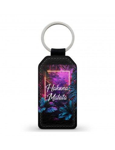 Porte-Clés en simili cuir Hakuna Matata Jungle Néon 