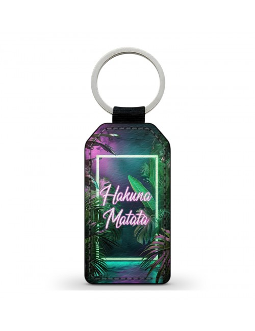 Porte-Clés en simili cuir Hakuna Matata Tropical Néon 