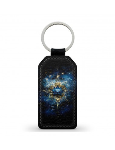 Porte-Clés en simili cuir Lotus Bleu 
