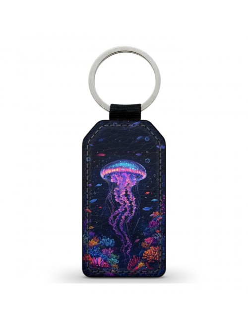 Porte-Clés en simili cuir Méduse et Poissons 