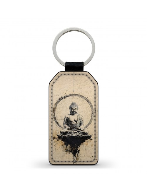 Porte-Clés en simili cuir Statue de Bouddha 