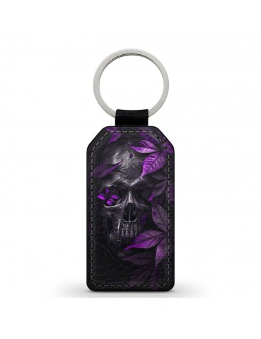 Porte-Clés en simili cuir Tête de Mort Skull Fleurs Gothique (21) 