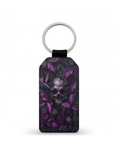 Porte-Clés en simili cuir Tête de Mort Skull Fleurs Gothique (22) 