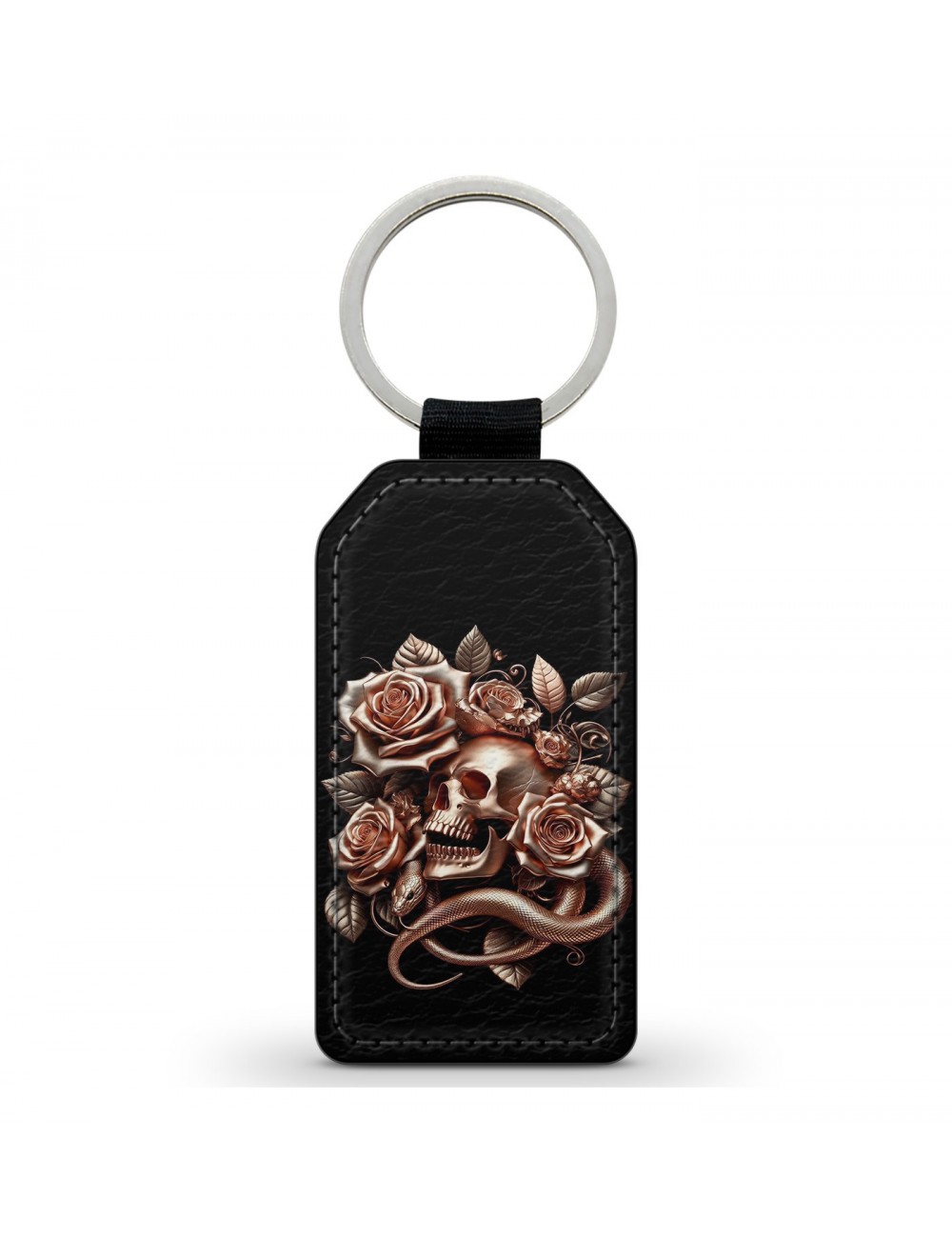 Porte-Clés en simili cuir Tête de Mort Skull Fleurs Gothique (23) Porte-Clés en simili cuir Tête de Mort Skull Fleurs Gothique (23)