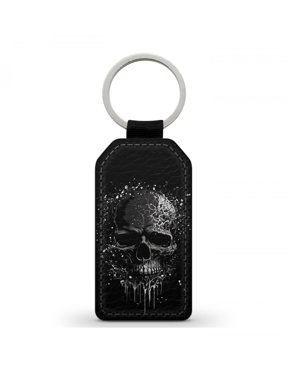 Porte-Clés en simili cuir Tête de Mort Skull Fleurs Gothique Destroy Porte-Clés en simili cuir Tête de Mort Skull Fleurs Gothique Destroy