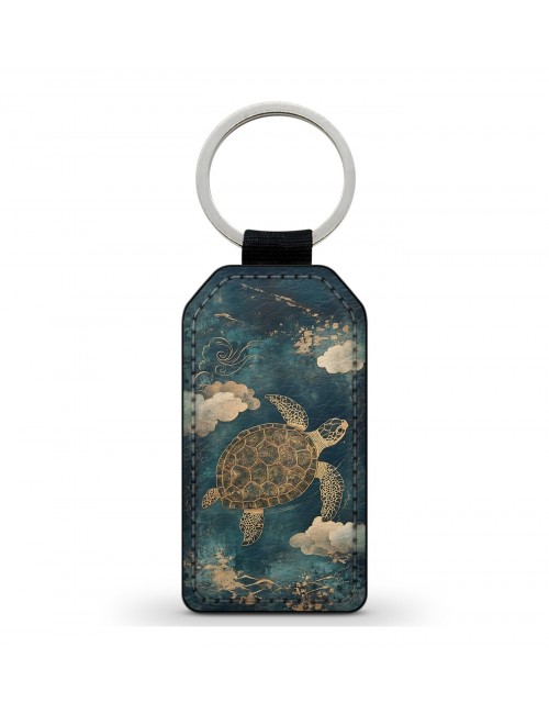 Porte-Clés en simili cuir Tortue Marine 