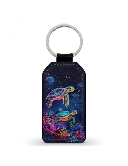 Porte-Clés en simili cuir Tortues Marines 
