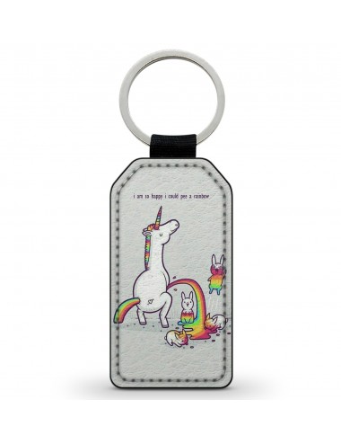 Porte-Clés Clefs Keychain Simili Cuir Unicorn Licorne I'm so happy I could pee a rainbow  