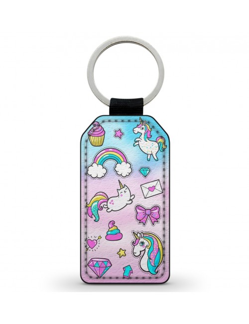 Porte-Clés Clefs Keychain Simili Cuir Licorne Unicorn Cute Mignon Kawaii (14)  