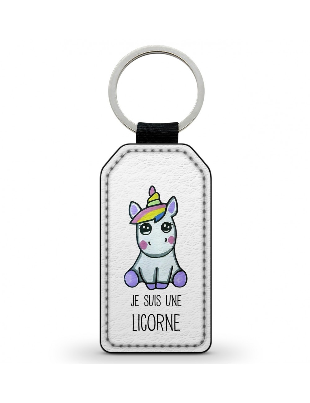 Porte-Clés Clefs Keychain Simili Cuir Je suis une Licorne Unicorn  