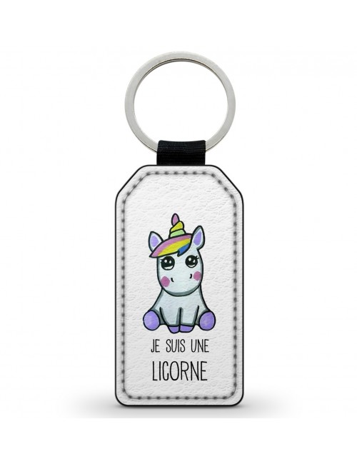 Porte-Clés Clefs Keychain Simili Cuir Je suis une Licorne Unicorn  